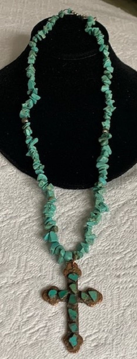 Vintage Southwest Turquoise Necklace With Large T… - image 2