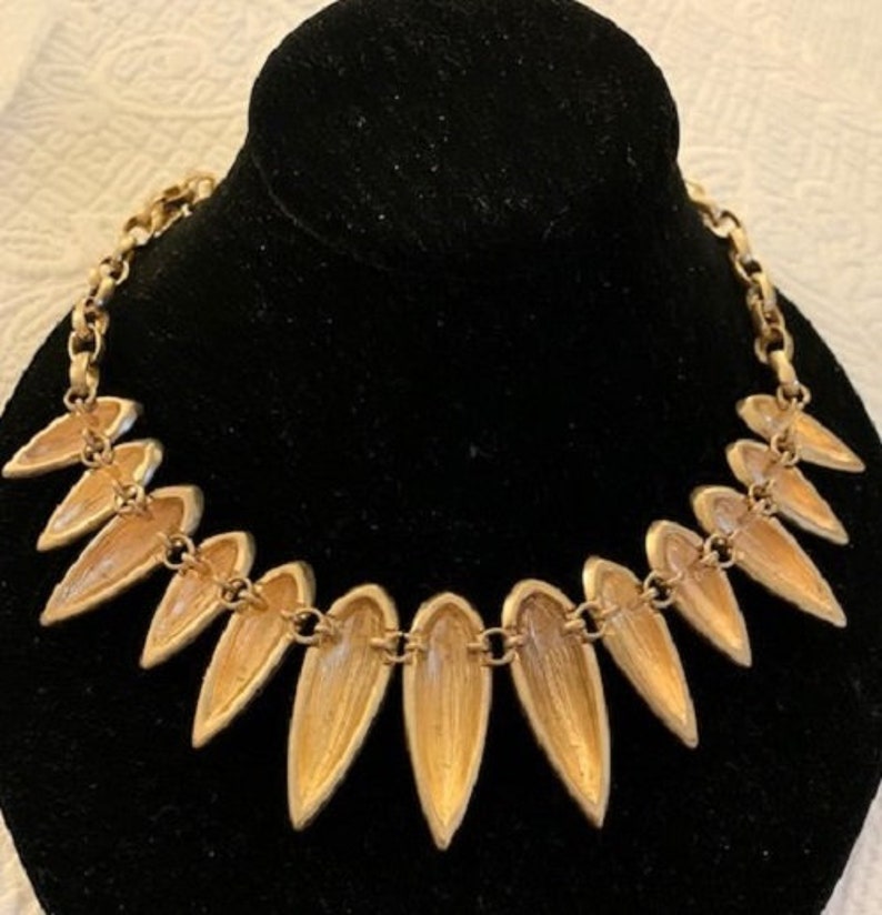Vintage Brushed Gold Plated Deco Style Adjustable Chain Necklace
