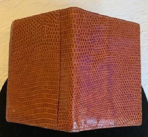 Vintage Gary's Cognac Real Lizard & Leather Made … - image 4