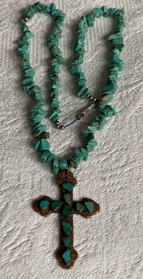 Vintage Southwest Turquoise Necklace With Large T… - image 3