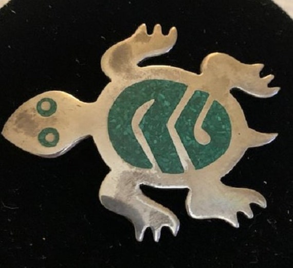 Vintage Mexican Sterling And Stone Turtle Brooch … - image 6
