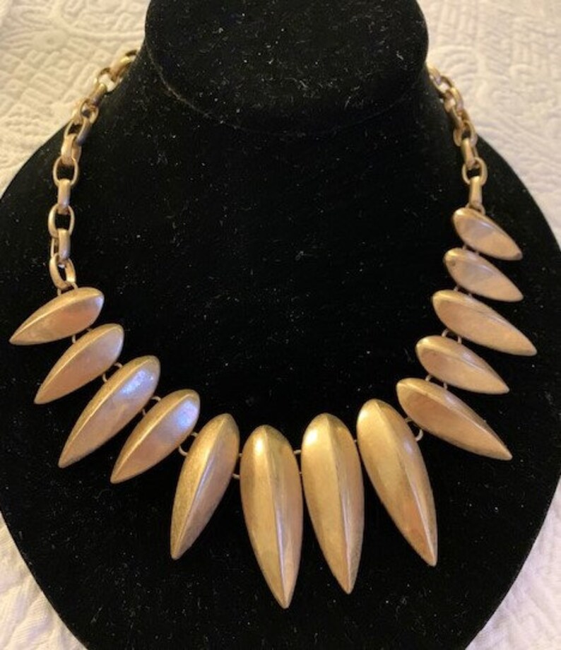 Vintage Brushed Gold Plated Deco Style Adjustable Chain Necklace