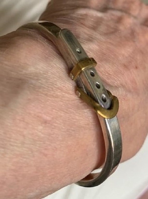 Vintage Mexican Sterling and Brass Belt Buckle Bangle Bracelet - Etsy