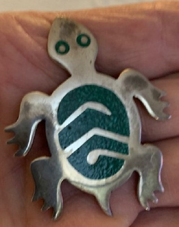 Vintage Mexican Sterling And Stone Turtle Brooch … - image 7