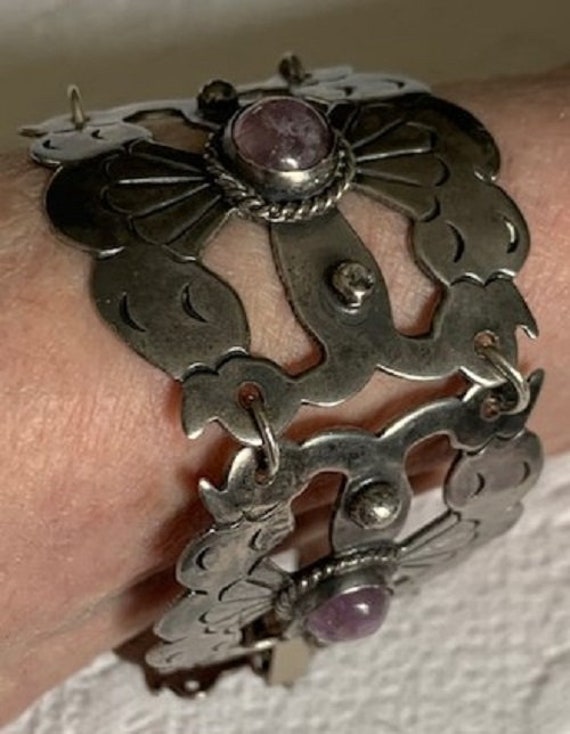 Vintage Mexican Sterling And Amethyst 1940s or 50… - image 5