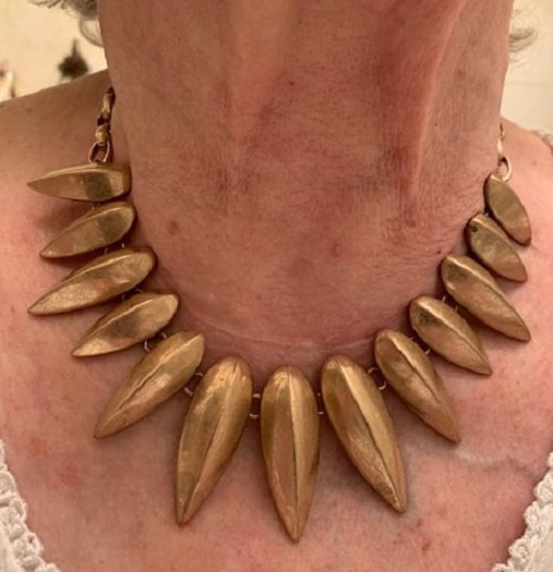 Vintage Brushed Gold Plated Deco Style Adjustable Chain Necklace