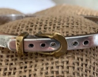 Vintage Mexican Sterling and Brass Belt Buckle Bangle Bracelet - Etsy