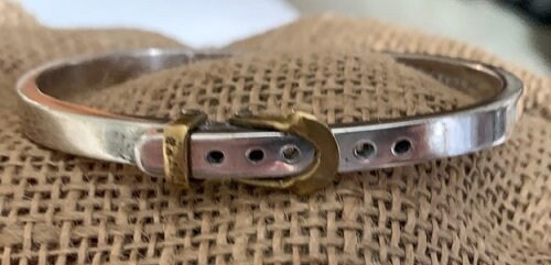 Vintage Mexican Sterling and Brass Belt Buckle Bangle Bracelet - Etsy