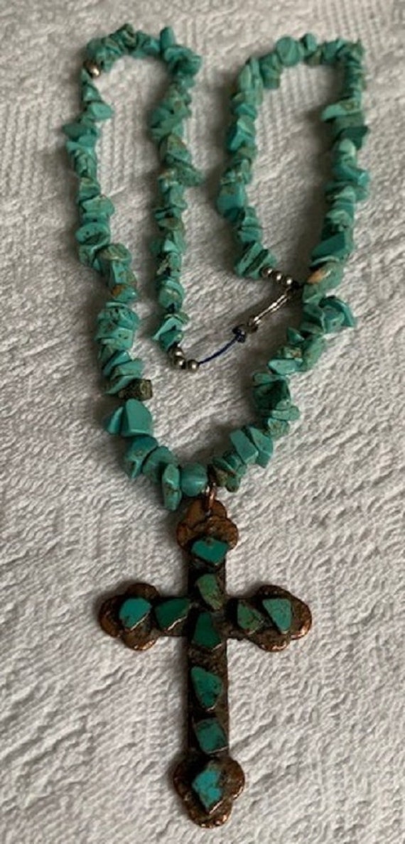 Vintage Southwest Turquoise Necklace With Large T… - image 9