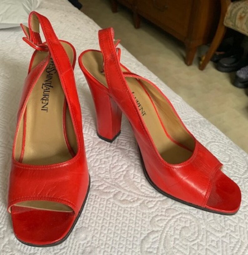 ladies red slingback shoes