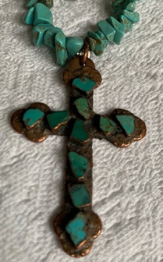 Vintage Southwest Turquoise Necklace With Large T… - image 7