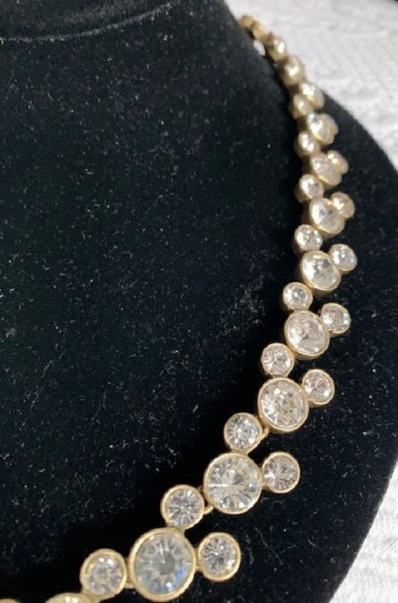 Vintage Large Round Rhinestone Necklace Set In An… - image 8