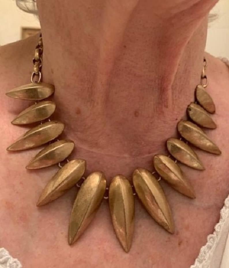 Vintage Brushed Gold Plated Deco Style Adjustable Chain Necklace