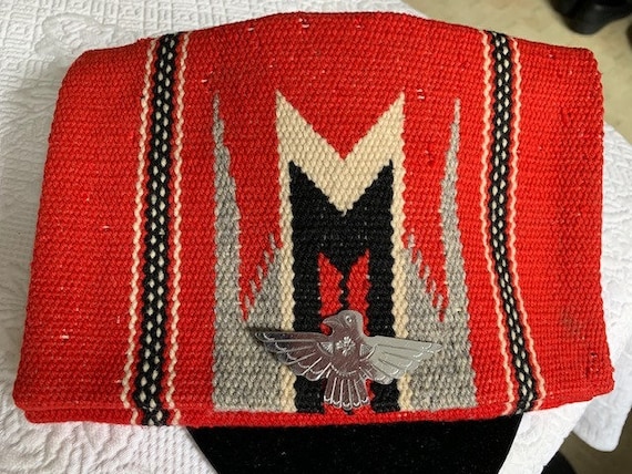 Vintage 1940'S New Mexican Red Chimayo Wool Woven