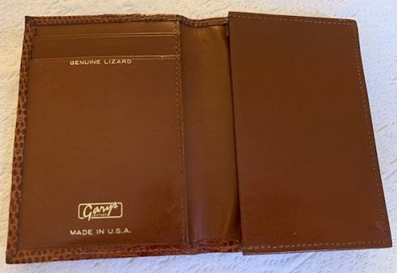 Vintage Gary's Cognac Real Lizard & Leather Made … - image 10