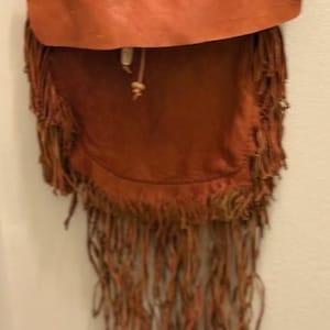 Vintage Southwest or Western Handmade Long Fringed Cognac Shoulder Bag