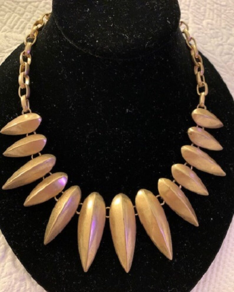 Vintage Brushed Gold Plated Deco Style Adjustable Chain Necklace
