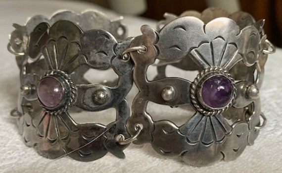 Vintage Mexican Sterling And Amethyst 1940s or 50… - image 10