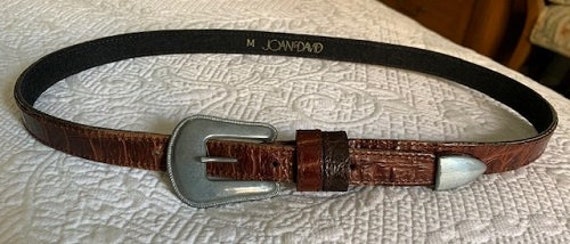Vintage Joan and David Brown Alligator Belt W/pewter Western  display picture 1