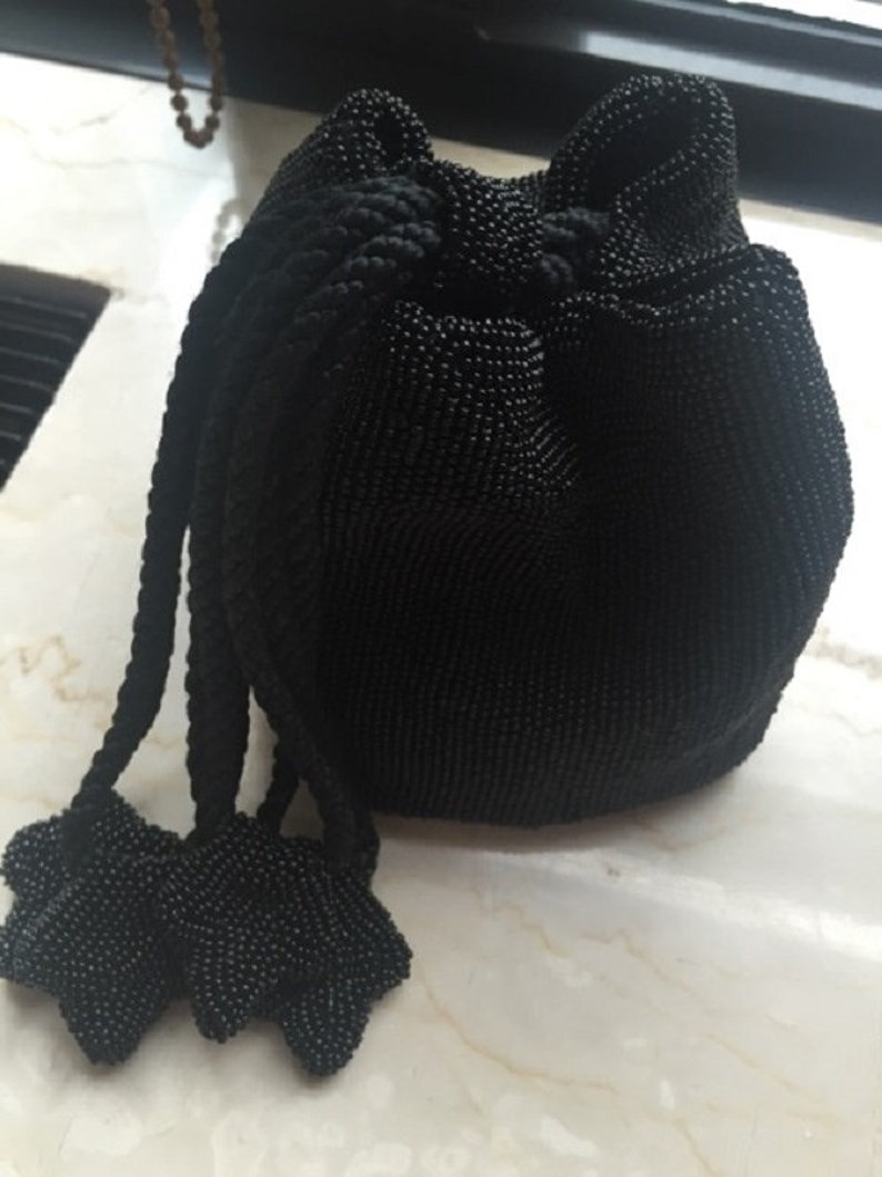 Vintage One Of A Kind 1940'S French Black Jet Evening Bag image 8