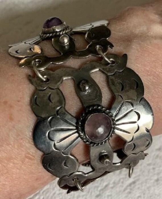 Vintage Mexican Sterling And Amethyst 1940s or 50… - image 2