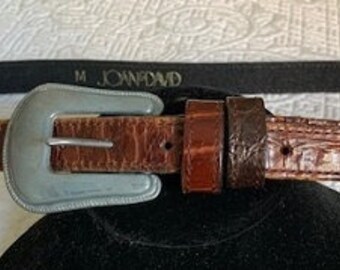 Vintage Joan and David Brown Alligator Belt W/pewter Western  display picture 2