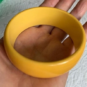 Vintage Wide Bright Yellow Tested Bakelite Bangle Bracelet image 2