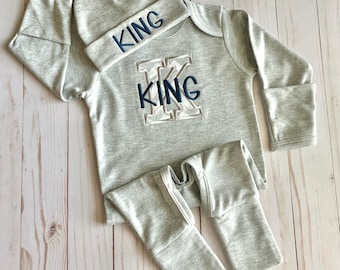 Baby Boy Coming Home Outfit Monogram Baby Hat Baby Boy Gift Baby Shower Gift Personalized Outfit Baby Boy Clothes Baby Boy Gift