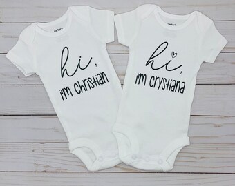 Twin Baby Coming Home Onesie, Personalized Twin Baby Shower Gift, Boy and Girl Twin Onesies, Boy Twin Onesies, Girl Twin Onesies