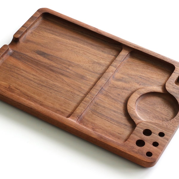 Handcrafted Walnut Wood Rolling Tray-MODEL 1- Large Stylish Tray for smoker's