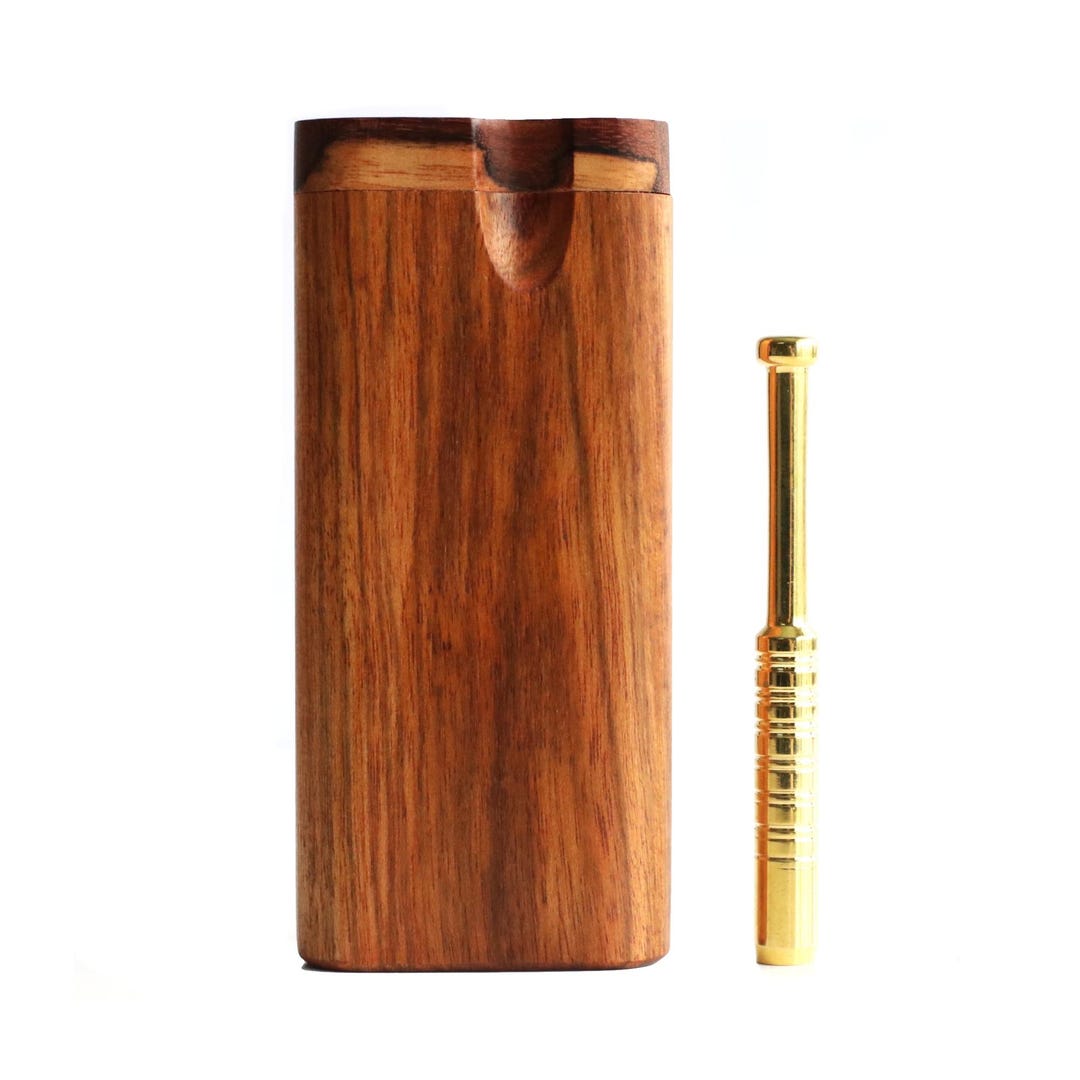 Brazilian Cherry Wood Dugout & Brass One Hitter Pipe-snap Lock Lid
