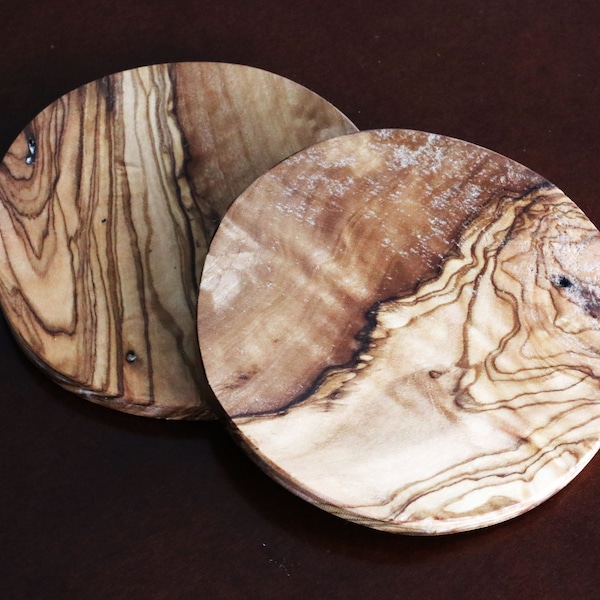 Olive Wood Coasters- Handcrafted Set of Drink Coasters