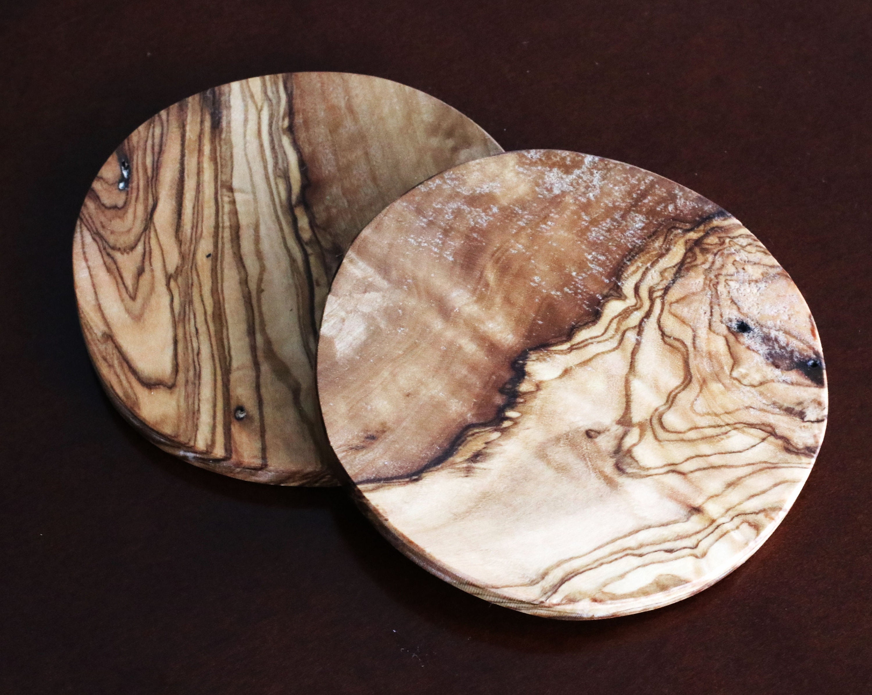 Round Olivewood Coasters – The French Olive  Quality French Varietal Olive  Oil from California