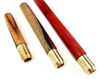 Exotic Wood One Hitter Pipes- 2"-3" & 4"  length- Solid Wood Pipe with Brass bowl
