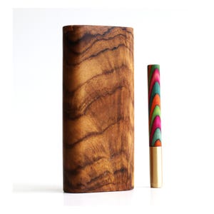 4&quot; Teak Wood Slider Lid Dugout & Brass One Hitter