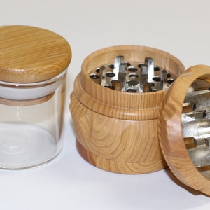 Stash Jar & Wood Grinder- The Perfect Pair-Great Gift for Smokers