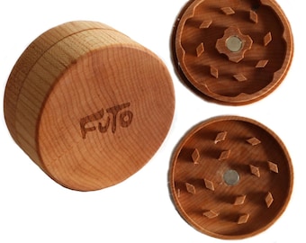 Futo Maple Wood Grinder- 2 Piece simple easy to use herb grinder- 100% wood