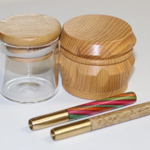 Stash Jar- Wood Grinder & One Hitter Pipes-The perfect combo gift for smokers