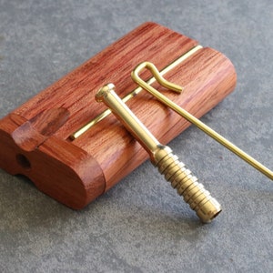 3" Rosewood Snap Top Lid Dugout w/poker & One hitter pipe-American Handcrafted Stash Boxes