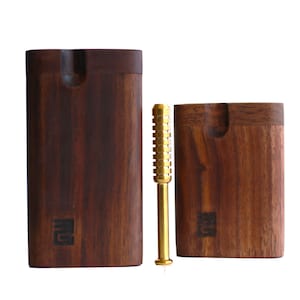 Czarne orzechowe lejki z fajką One Hitter Pipe – amerykańskie ręcznie robione pudełko Stash Box