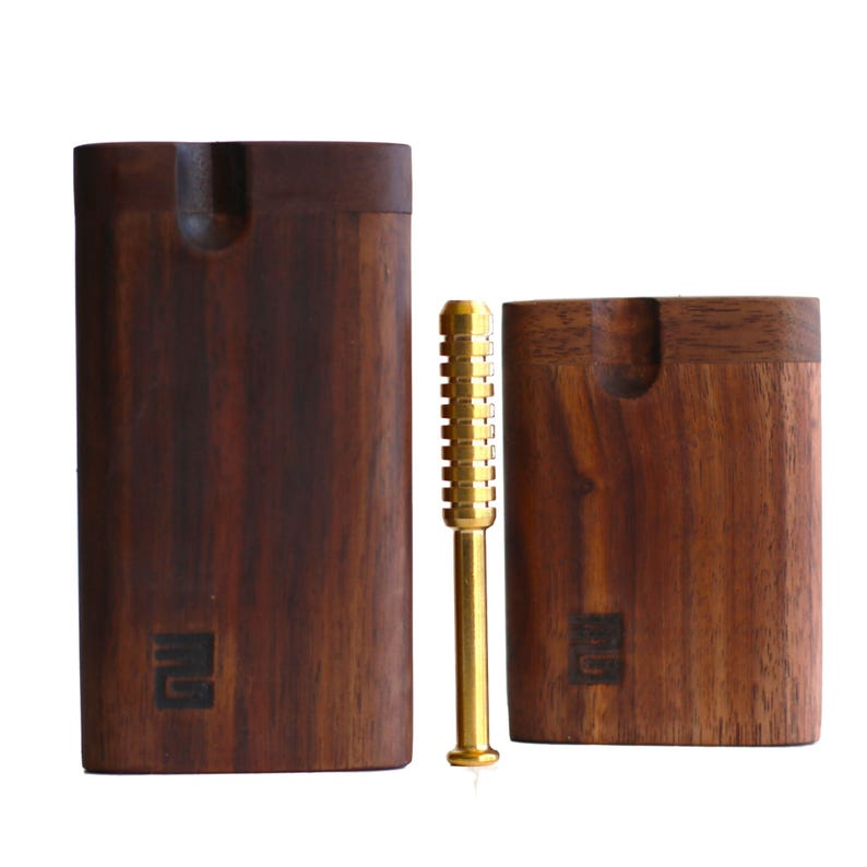 Black Walnut Dugouts with One Hitter Pipe-American Handcrafted Stash Box image 1
