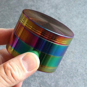 Rainbow Colored Herb Grinders 4 sizes to choose from 4 pc grinder w/magnetic lid, filter and base Large 2.25" inches