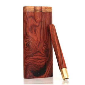 4&quot; Cocobolo Swivel Lid Dugout & One Hitter Pipe- Great Gift for Smokers