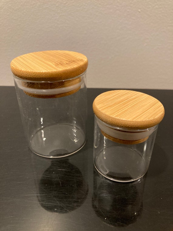 Medium Clear Glass AIR-TIGHT Storage NEW Stash Jar Kitchen