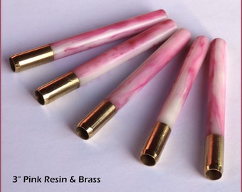 3" Brass One Hitter Pipes- Grinder Tip/ Flat Tip Available- Designed for 4" Dugouts-Pink