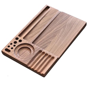 Walnut Wood Rolling Tray-12&quot; x 8&quot; Large Stylish Tray for smoker&#39;s