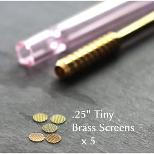 Brass Screens x 5- Tiny Brass Screens for One Hitter Pipes .25&quot; diameter