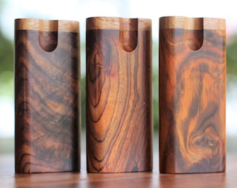 Cocobolo Dugout with One Hitter Pipe- American Handcrafted Stash Box-Perfect Gift for Smokers