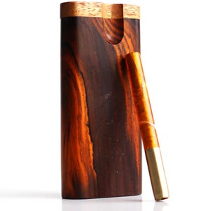 4&quot; Cocobolo Swivel Lid Dugout & One Hitter Pipe- Great Gift for Smokers