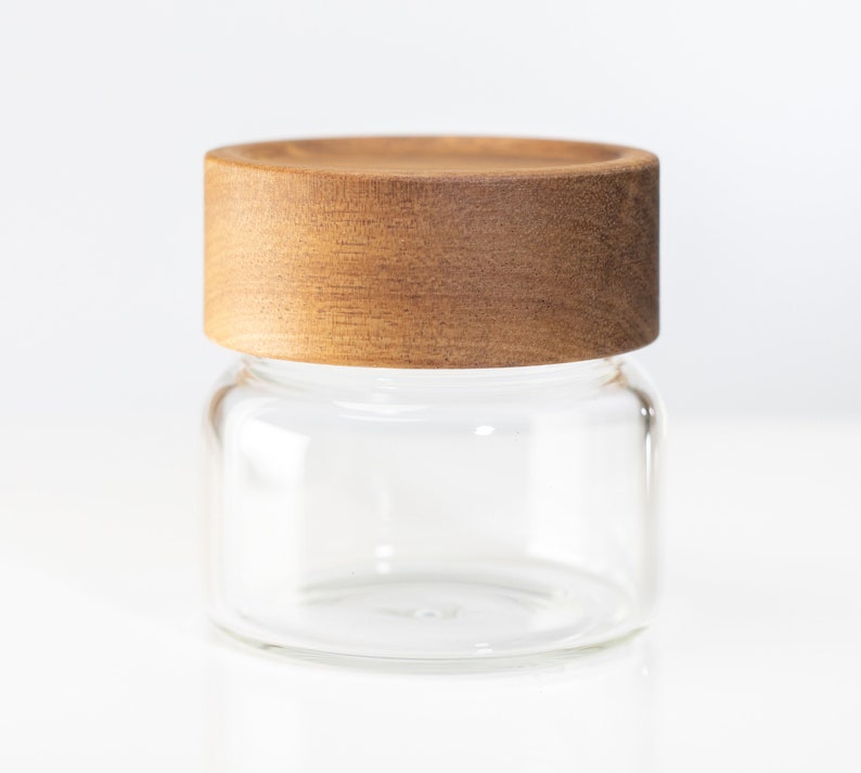 Glass Herb Stash Jar With Bamboo Lid Smell Proof Jar for Etsy